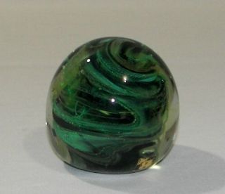Vintage Kerry Paperweight Irish Studio Art Glass Green Swirl Ireland