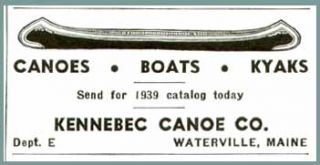Very RARE 1939 Waterville Maine Kennebec Canoe Co Ad