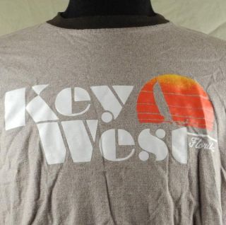 Key West Florida Setting Sun Sailboat Mens T Shirt 2XL XXL Brown