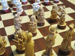 Spanish Armada Chess Men Ships as Pawns Historic Figure Set K 4½ 631