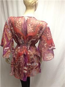 New Solitaire by Ravi Khosla Size Small Pink Sheer Paisley Blouse