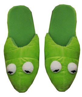 Kermit The Frog The Muppets Face Jim Henson Adult Plush Mens Slippers