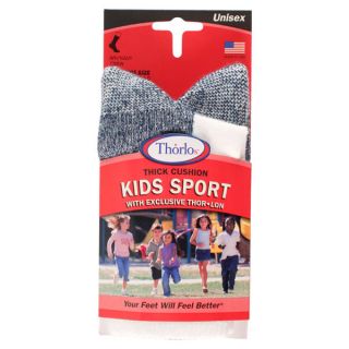 Thorlo Kid`s Thorlon Sport Crew White Navy Socks 13 5 4