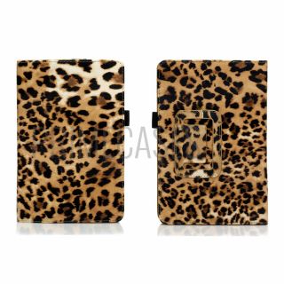 Leopard PU Leather Case Cover for Kindle Fire 7 with Screen Protector