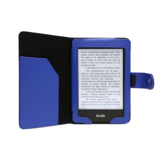 GENUINE BLUE LEATHER COVER CASE FOR  KINDLE PAPERWHITE + FREE