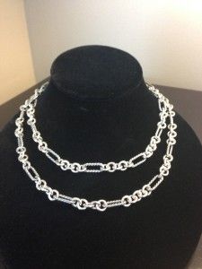 David Yurman Figaro Sterling Silver 18K Gold 32 Long Chain Necklace