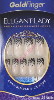 Kiss Goldfinger Glue on Fashion Nail 24 Nails Kit GF81