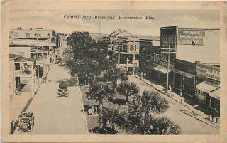 Kissimmee Florida FL 1920s Downtown Broadway & Central Park Vintage