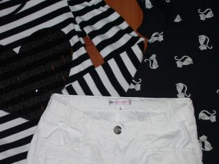 Heart Top Cat Top and White Trousers Age 7 8 yrs Girls 3 Piece Bundle