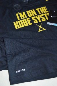 Kobe Bryant Nike T Shirt 2XL Black Kobe System Tee Dri Fit
