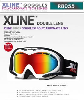 XLINE] R8055 WHITE REVO SKI SNOWBOARD GOGGLES Polycarbonate Dual Lens
