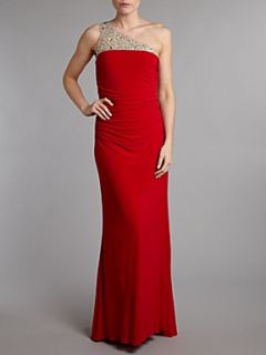 JS Collections One shoulder beaded dress Red   House of Fraser