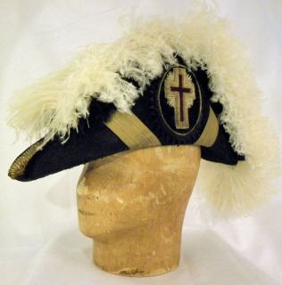 Masonic Knights Templar Chapeau Regalia Hat Size 7 1 8 Plume