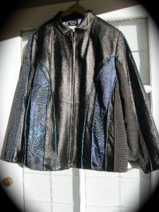 KOOS OF COURSE   1X   LOVELY LEATHER AND FABRIC ART TO WEAR JACKET