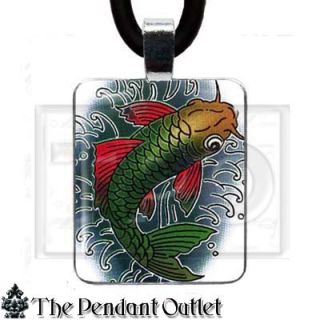 Koi Fish Art Luck Chinese Asian Charm Pendant Necklace