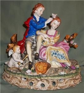Larger Figurine by Karl Richard Klemm, Lovers in the Park with Cupid