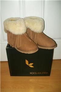 Koolaburra Fringed Chestnut Haley Ankle Bootie Shearling Boot Shoes Sz