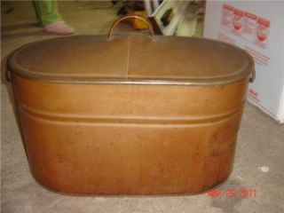 Antique Copper Boiler w Lid Vintage Old Copper Tub Kreamer