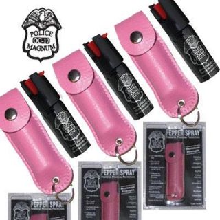 This auction is for 3 Police Magnum Pepper Spray with PINK Soft Case