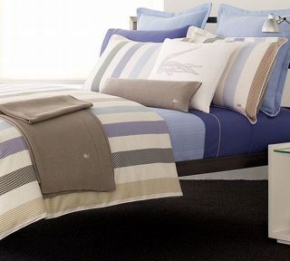 Lacoste Goelette Periwinkle Dove Blue Beige King Pillowcases New