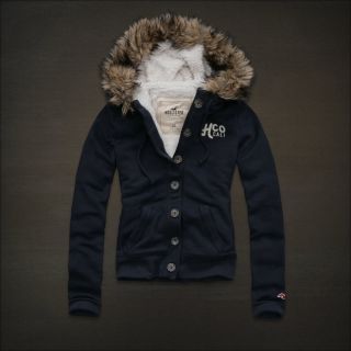 Hollister by Abercrombie Fitch La Mesa Fur Hoodie Jacket Coat L