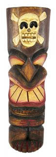 19 inch Pacific Island Round Wooden Statue Tiki Totem