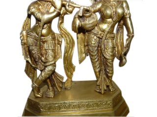 Radha Krishna Brass Statue Hindu God Religious Immortal Love Alter