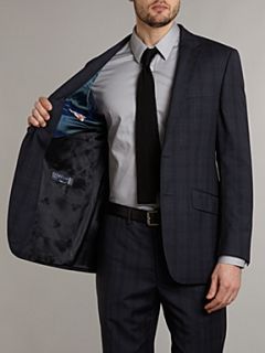 Simon Carter Single breasted self check suit Navy   