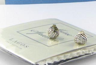 Lagos Caviar Heart Earrings Sterling 925 0 52ct Pave Diamonds New