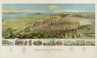 1891 Salt Lake City Utah Map Salt Lake County 12x24