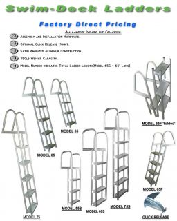 New Folding 4 Step Dock Swim Pontoon Ladder