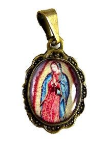 Virgin Mary Our Lady of Guadalupe Medal Charm Bronze Bracelet Jesus