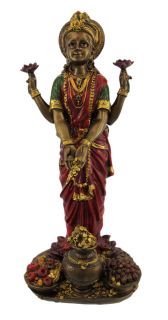Large Bronzed Finish Lakshmi Hindu Goddess Statue Laxmi