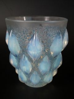 Rene Lalique Opalescent Blue Stained Rampillon Vase