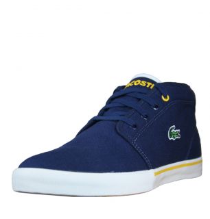 Lacoste Ampthill WP SPM Mens Mid Trainers SS12 Navy Yellow