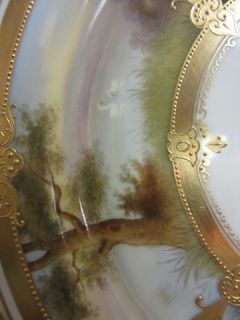 Magnificent Lamm Dresden Porcelain Plate Raised Gold Decoration Signed