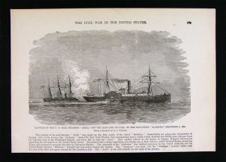 Print Capture of US Steamer Ariel Off Cuba by Privateer Alabama