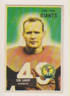 1955 Bowman #152 Tom Landry, New York Giants. Vg Condition with a