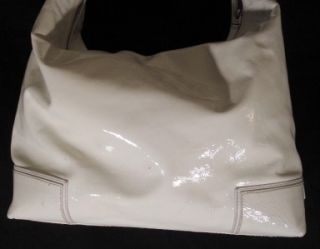 LAMBERTSON Truex White Patent Leather Large Shoulder Bag