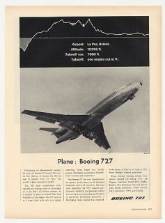727 First Jet Flight El Alto Airport La Paz Bolivia Print Ad