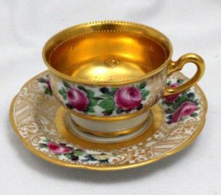 Antique Dresden Germany Ambrosius Lamm Porcelain Cup and Saucer