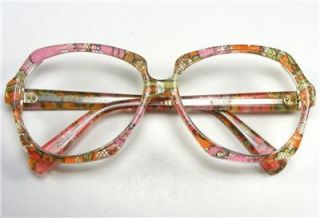 Color Pink Lace Retro Large 70s Plastic Eyeglass Frames Auth