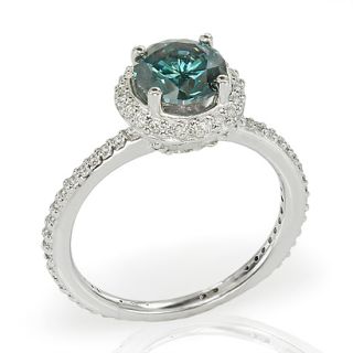 86 Fancy Blue Color Round Cut Diamond Engagement Ring