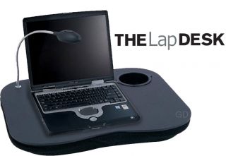 Portable Laptop Desk Lap Top Cushion Craft Travel LED Light Cup Holder