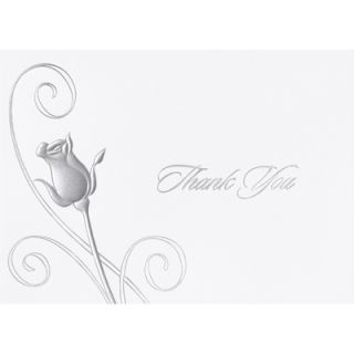Rose Thank You Cards Envelopes Wedding Embossed Elegant White