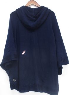 Queen Latifah Collection Hooded Poncho Sweater Navy Blue Sz L HH36 188