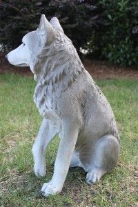 New Large Sitting White Grey Wolf wolve Statue Sculpture Figurine 21
