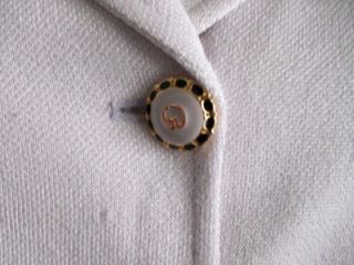 St John Santana Knit Light Lavender Logo Buttons Jacket Skirt Suit 14