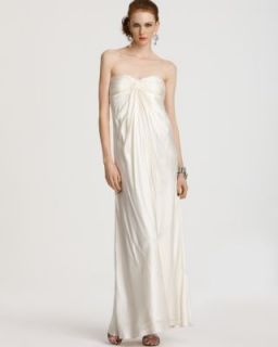 Laundry by Shelli Segal New Ivory Silk Charmeuse Strapless Formal