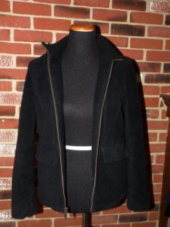Womens ll Bean Wool Jacket Coat Small Black Hooded